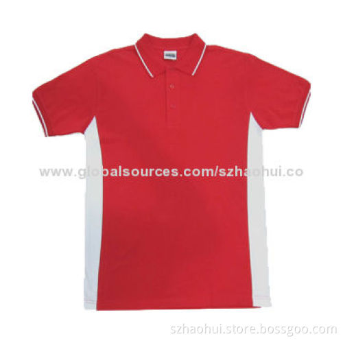 Men's short sleeve pique polo shirt with panel, OEM is available